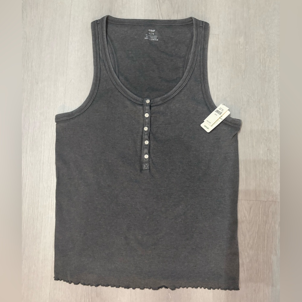 3/$25 Aerie Charcoal Button-Front Tank Top